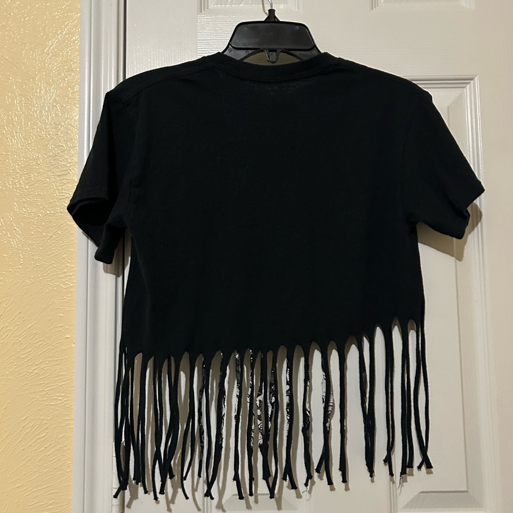 Threadless Black Skeleton Fringe Tee - image 5